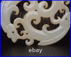 Chinese Antique Han Dynasty Hetian Ancient Jade Carved Dragon Jade Bi Pendants