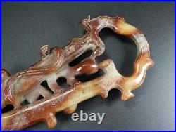 Chinese Antique Han Dynasty Hetian Ancient Jade Carved Dragon Jade Sword Handle