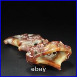 Chinese Antique Han Dynasty Hetian Ancient Jade Carved Dragon Jade Sword Handle