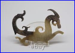 Chinese Antique Han Dynasty Hetian Ancient Jade Carved Dragon Statues Decorate