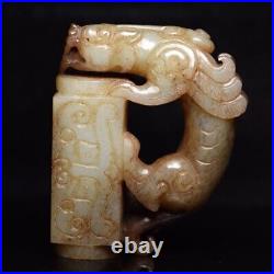 Chinese Antique Han Dynasty Hetian Ancient Jade Carved Statues Jade Dragon