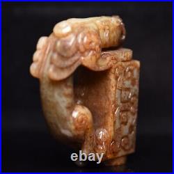 Chinese Antique Han Dynasty Hetian Ancient Jade Carved Statues Jade Dragon