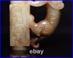 Chinese Antique Han Dynasty Hetian Ancient Jade Carved Statues Jade Dragon