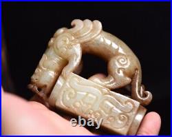 Chinese Antique Han Dynasty Hetian Ancient Jade Carved Statues Jade Dragon