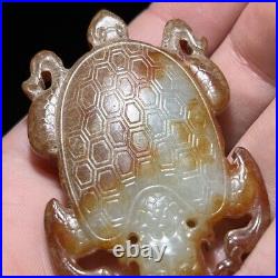 Chinese Antique Han Dynasty Hetian Ancient Jade Dragon Turtle Jade Plate Pendant