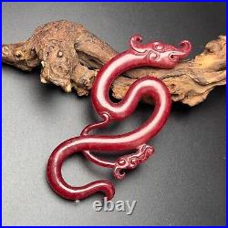 Chinese Antique Han Dynasty Hetian Ancient Jade Statue Dragon Hook Decoration