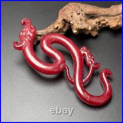 Chinese Antique Han Dynasty Hetian Ancient Jade Statue Dragon Hook Decoration