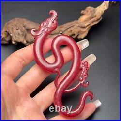 Chinese Antique Han Dynasty Hetian Ancient Jade Statue Dragon Hook Decoration