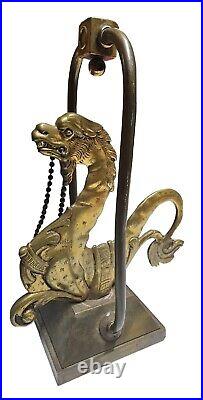 Chinese Antique Lamp Base Solid Brass Dragon Table Stand Statue Figure 16