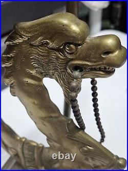 Chinese Antique Lamp Base Solid Brass Dragon Table Stand Statue Figure 16