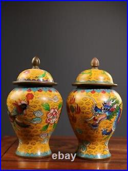 Chinese Antique Ming Dynasty Wire Inlay Cloisonne Dragon Phoenix Pots