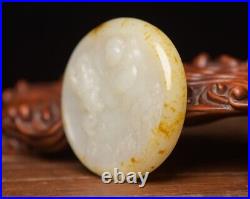 Chinese Antique Qing Dynasty Hetian Ancient Jade Carved Buddha Dragon Pendants