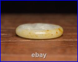 Chinese Antique Qing Dynasty Hetian Ancient Jade Carved Buddha Dragon Pendants