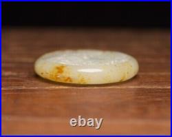 Chinese Antique Qing Dynasty Hetian Ancient Jade Carved Buddha Dragon Pendants