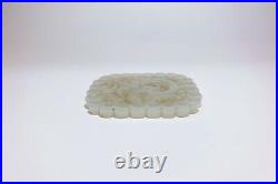 Chinese Antique Qing Dynasty White Celadon Jade Chilong Dragon Plaque Pendant