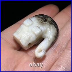 Chinese Antique Shang Dynasty Hetian Ancient Jade Dragon Statue Waist Pendants