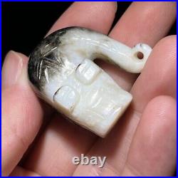 Chinese Antique Shang Dynasty Hetian Ancient Jade Dragon Statue Waist Pendants