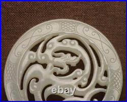 Chinese Antique Tang Dynasty Hetian Ancient Jade Carved Dragon Jade Bi Pendants