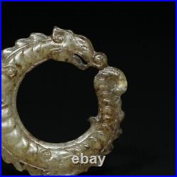 Chinese Antique Tang Dynasty Hetian Ancient Jade Carved Dragon Jade Pendants