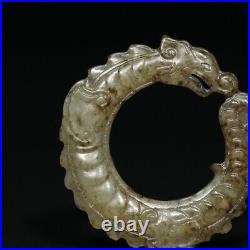 Chinese Antique Tang Dynasty Hetian Ancient Jade Carved Dragon Jade Pendants