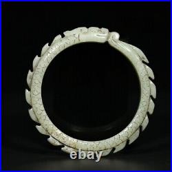 Chinese Antique Tang Dynasty Hetian Ancient Jade Carved Dragon Kasaya Jade Ring