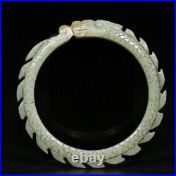 Chinese Antique Tang Dynasty Hetian Ancient Jade Carved Dragon Kasaya Jade Ring