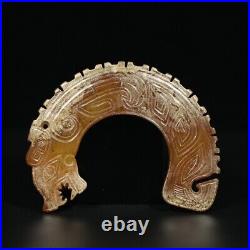 Chinese Antique Western Zhou Period Hetian Ancient Jade Dragon Jade Huang