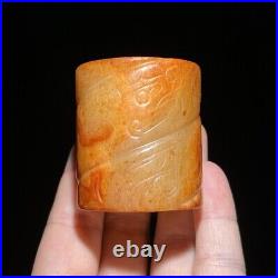 Chinese Antique Zhou Dynasty Hetian Ancient Jade Carved Dragon Design Jade Tubes