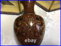 Chinese Antique cloisonne enamel vase Double Dragon Brown Vintage 10.2