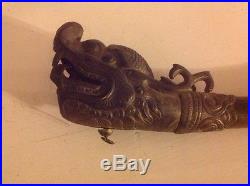 Chinese Antique dragon beast head Copper Horn