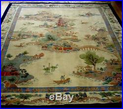 Chinese Art Deco Dragon Pictorial Hand-Knotted Wool 90 line Oriental Rug 9'x12