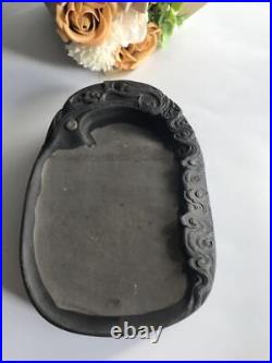 Chinese Art Duange Inkstone Cloud Dragon Sculpture Stone Eye Boxed #KU1097