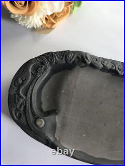 Chinese Art Duange Inkstone Cloud Dragon Sculpture Stone Eye Boxed #KU1097