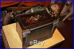 Chinese Asian Jewelry Box With Drawers Mirror-Dragons Birds Handles-3 Drawers