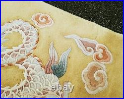Chinese Aubusson Gold Dragon Handwoven Rug 5'11x3' (181x92cm Carpet)