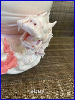 Chinese Baluster Vase Lamp Blanc de Chine Dehua Porcelain Double Dragons Boxed