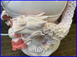 Chinese Baluster Vase Lamp Blanc de Chine Dehua Porcelain Double Dragons Boxed