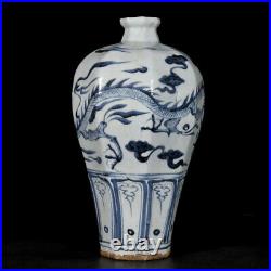 Chinese Blue&White Porcelain HandPainted Exquisite Dragon Pattern Vase 18687