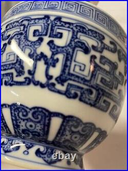 Chinese Blue & white Dragon Vase, inscribed a six character qianlong mark