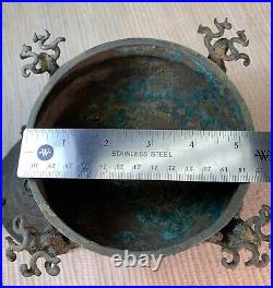 Chinese Bronze Exquisite Food Vessel-Dou Four Chi Dragon Ear