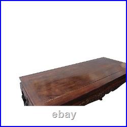 Chinese Brown Huali Rosewood Dragon Motif Round Apron Altar Table cs4534