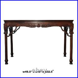 Chinese Brown Huali Rosewood Dragon Motif Round Apron Altar Table cs4534