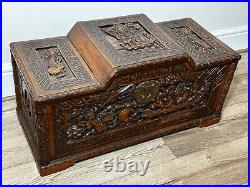 Chinese Carved Mythical Dragon Warriors Marine Nautical Camphor Chest