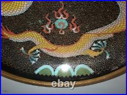 Chinese Cloisonné Bowl with IMPERIAL DRAGONS Enamel Gilt Bronze 19th Century vtg