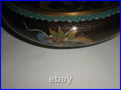 Chinese Cloisonné Bowl with IMPERIAL DRAGONS Enamel Gilt Bronze 19th Century vtg