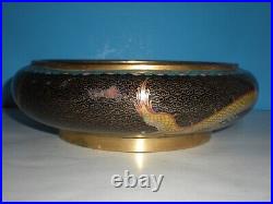Chinese Cloisonné Bowl with IMPERIAL DRAGONS Enamel Gilt Bronze 19th Century vtg