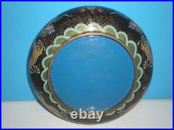 Chinese Cloisonné Bowl with IMPERIAL DRAGONS Enamel Gilt Bronze 19th Century vtg