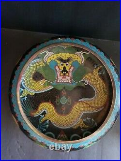 Chinese Cloisonne Dragon/Pearl Bowl Enamel Bowl, Guangxu Period LRG