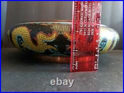 Chinese Cloisonne Dragon/Pearl Bowl Enamel Bowl, Guangxu Period LRG