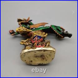 Chinese Copper Cloisonne Handmade Carved Exquisite Flying dragon Statue